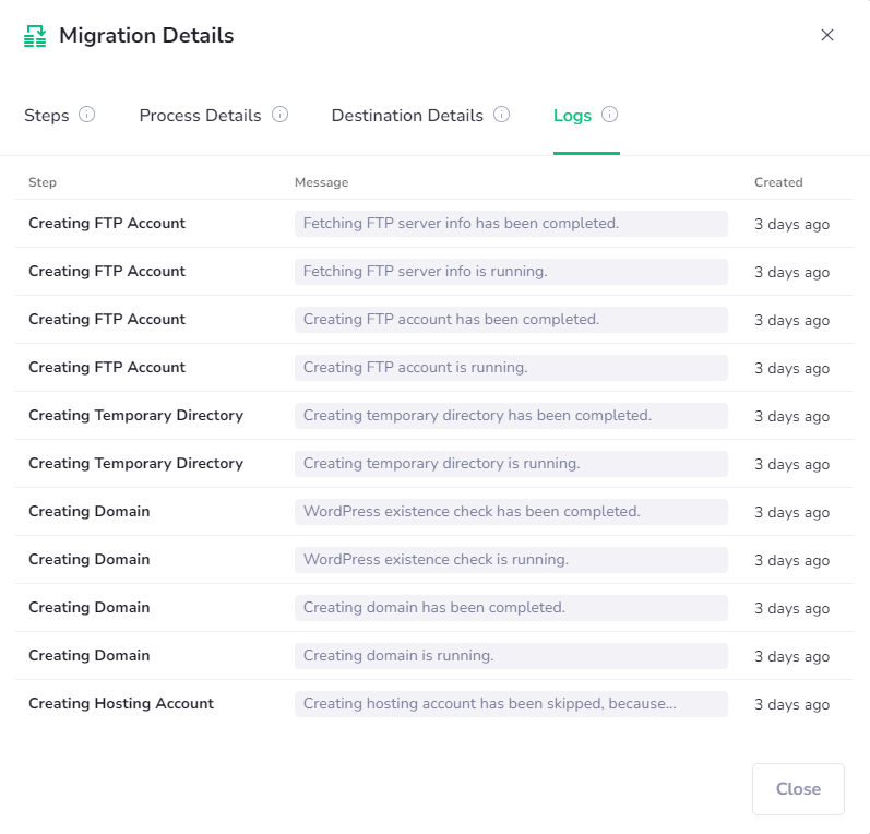 Migrations logs- PanelAlpha Documentation